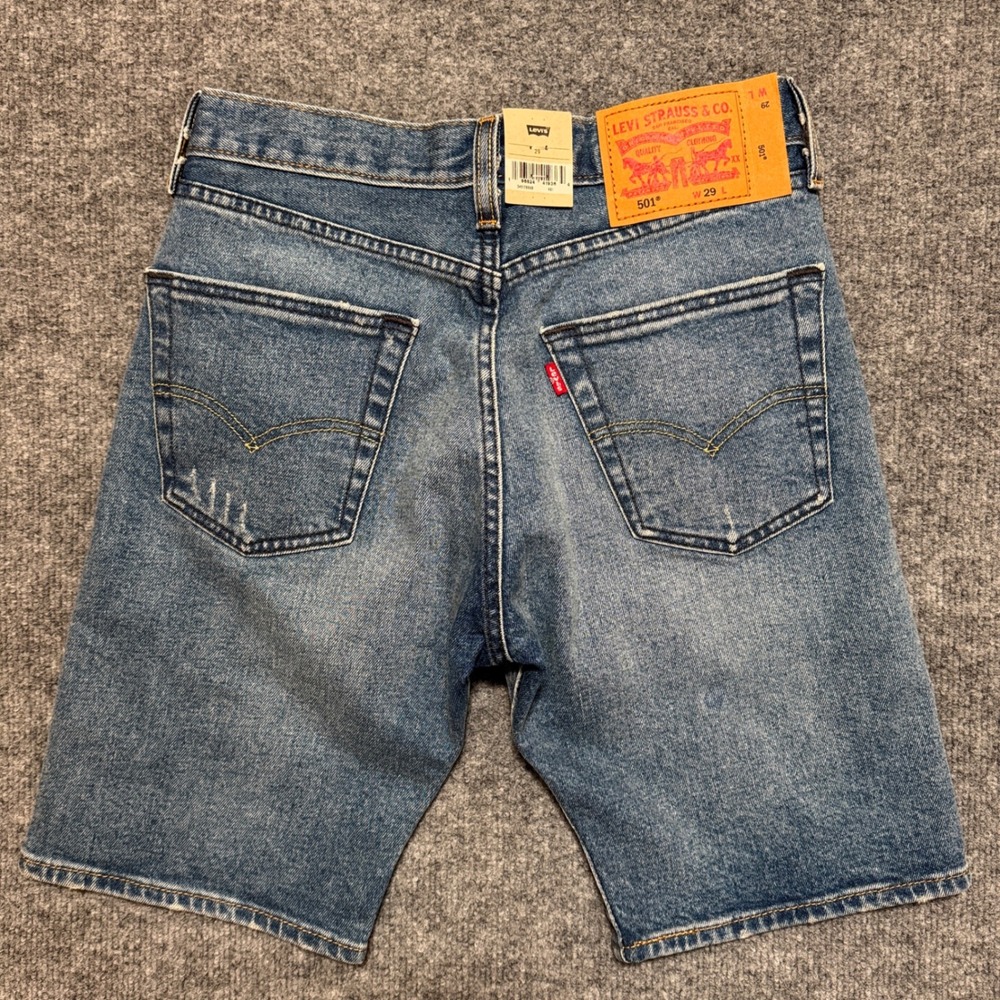 Levi's‎ 501 Jorts Size 29 Blue Denim Shorts Button Fly Distressed Medium Wash
